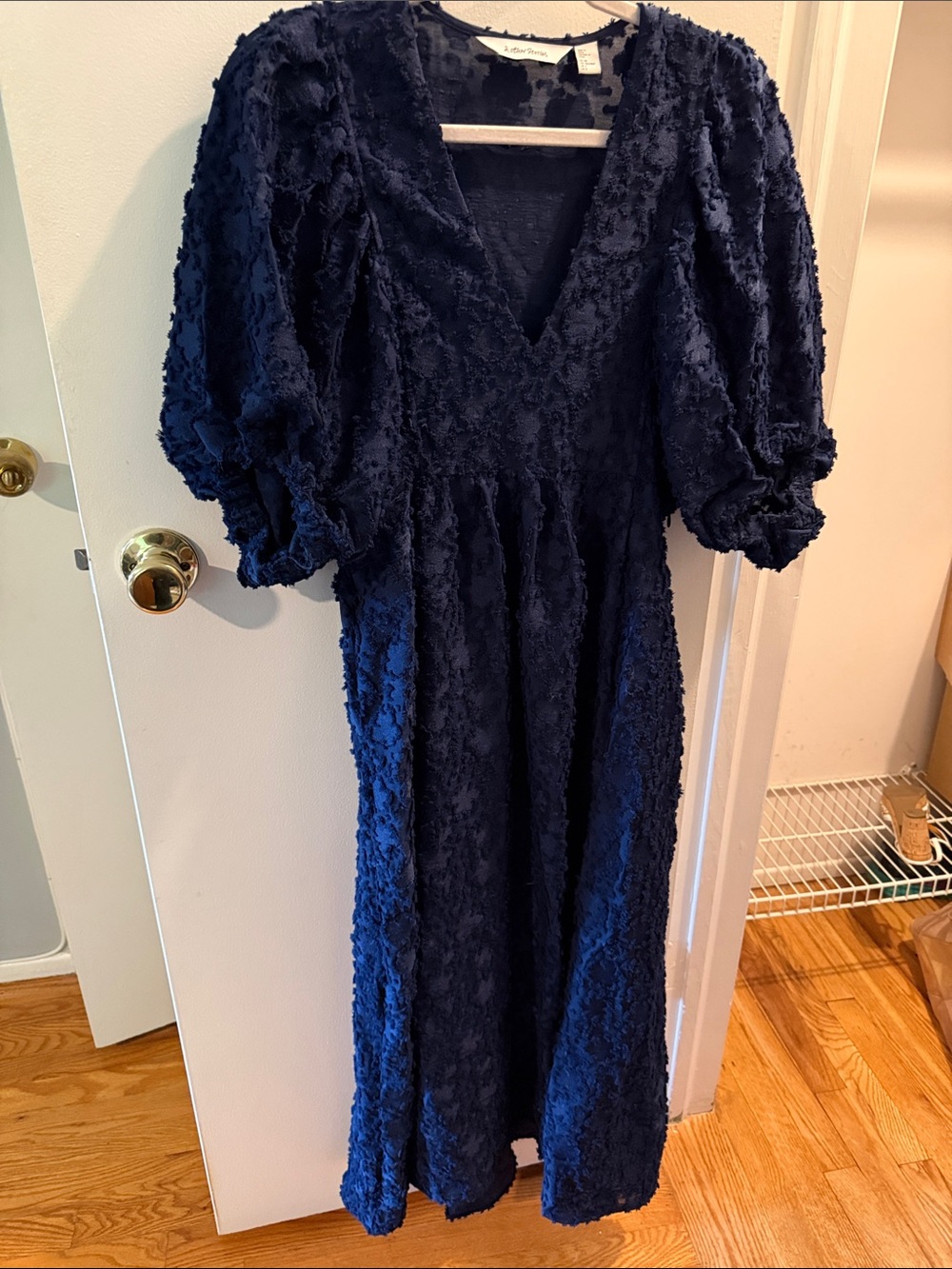 & Other Stories Navy Textured Maxi Dress
